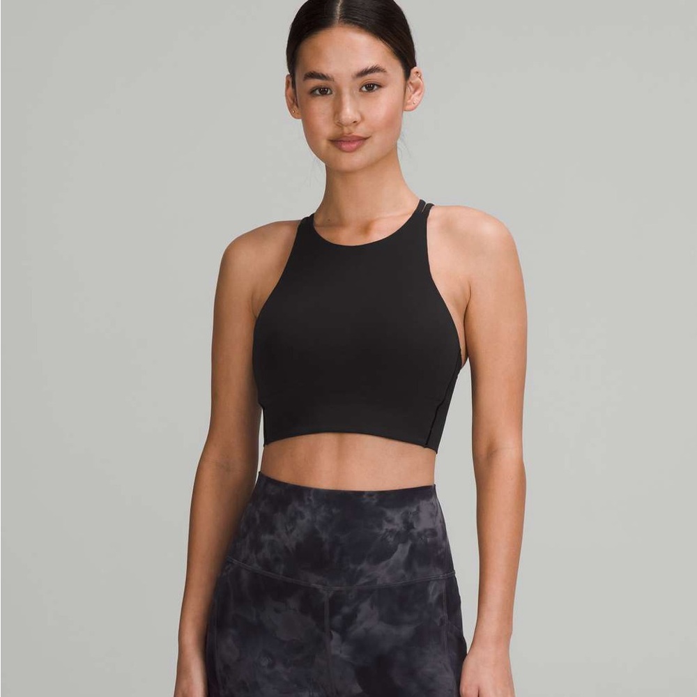 Lululemon Like a cloud, Black high-neck longline sports bra. Size 4